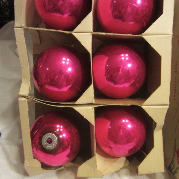 VTG SHINY BRITE ORNAMENTS, 2 BOXES, 3.5'' BALL, GLASS ORNAMENTS - Picture 4 of 11